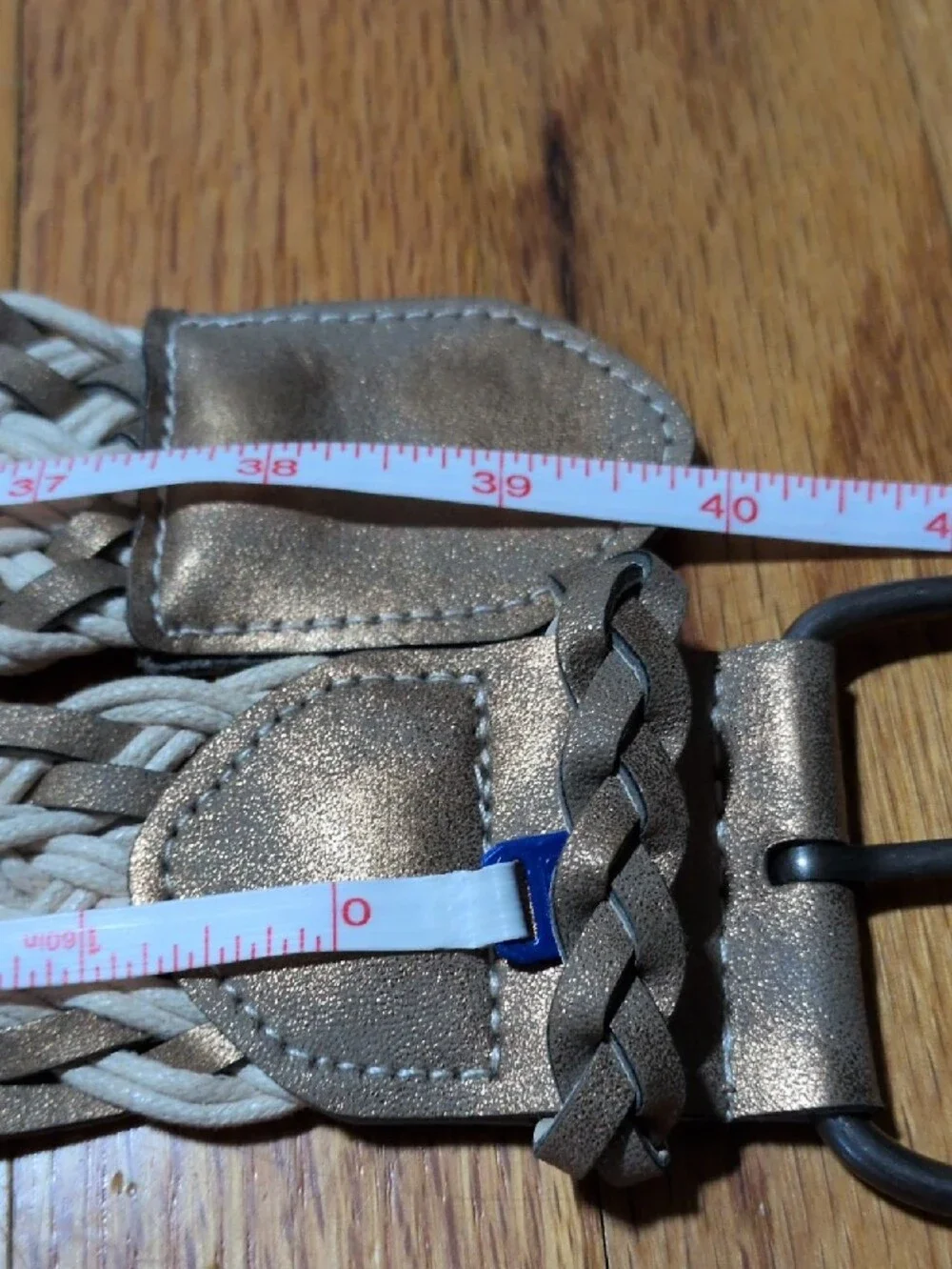 Braided women's Two-Tone pleather Belt in Taupe and Cream